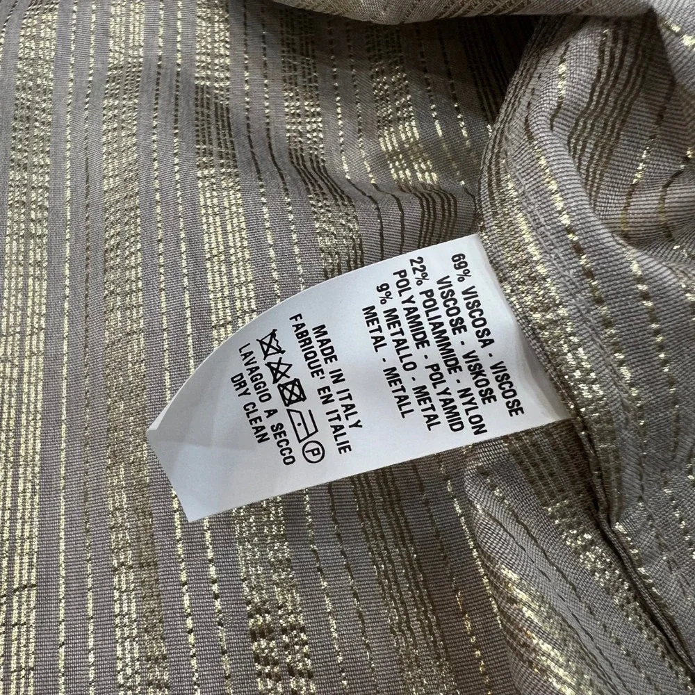 A Shirt Thing Striped Stella Gold‎ Metallic Ruffle Blouse Tan Size Small